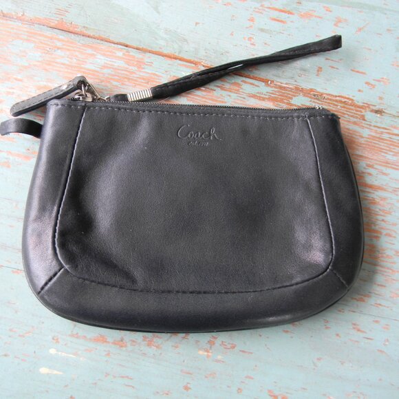 Vtg Y2K Coach Ashley Black Signature LEATHER  Wristlet - Picture 1 of 8